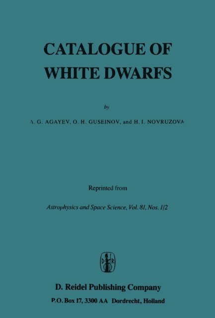 H.I. Novruzova, O.H. Guseinov, A.G. Agayev - Catalogue of White Dwarfs, E-bok