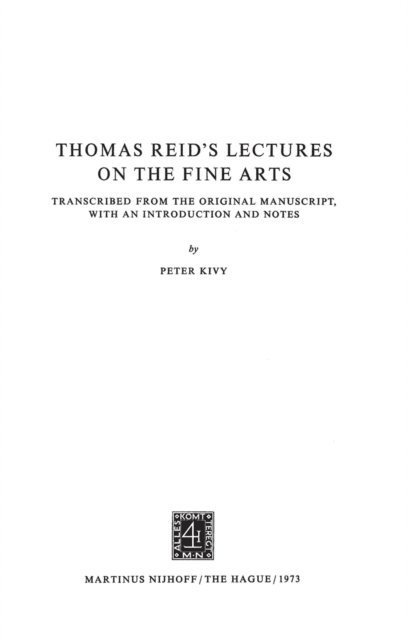 P. Kivy - Thomas Reid's Lectures on the Fine Arts, E-bok