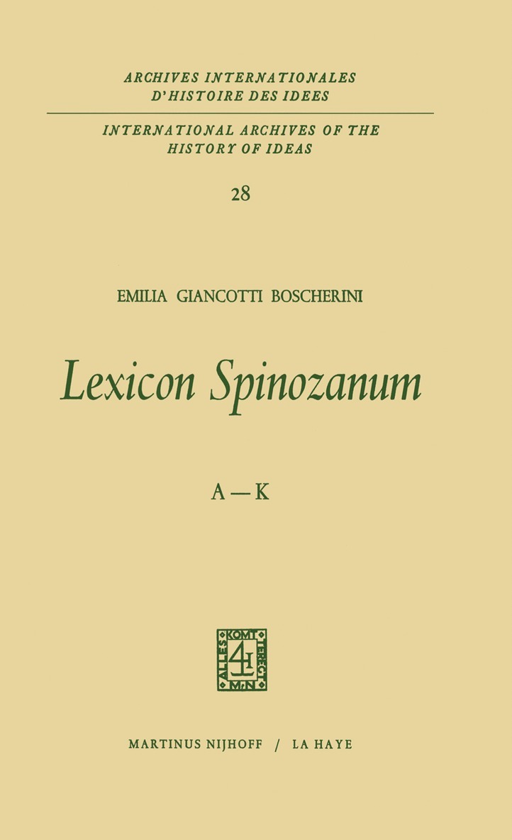 Emilia Giancotti Boscherini - Lexicon Spinozanum, Häftad