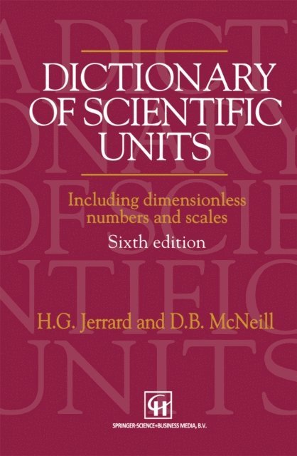 H. G. Jerrard - Dictionary of Scientific Units, E-bok