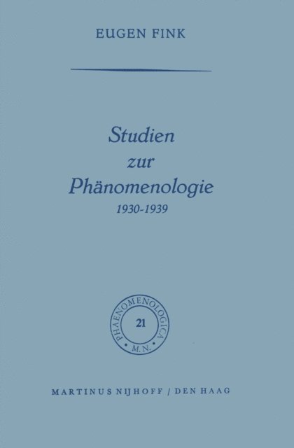 S. Fink - Studien zur Phänomenologie 1930–1939, E-bok