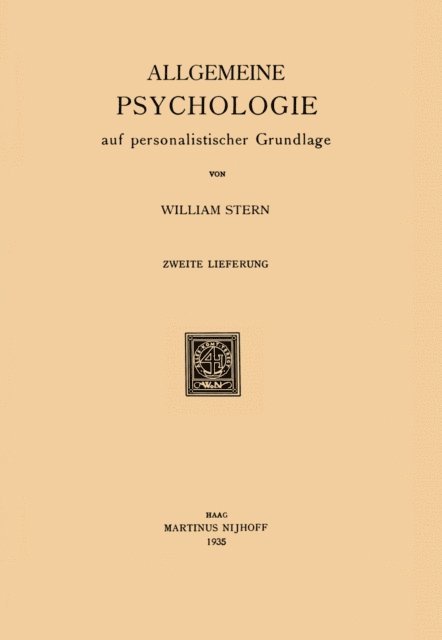 William Stern - Allgemeine Psychologie auf personalistischer Grundlage, E-bok
