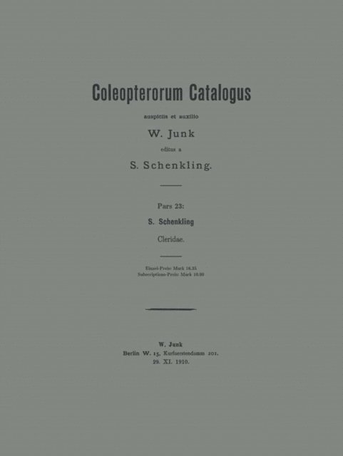 S. Schenkling - Coleopterorum Catalogus, E-bok