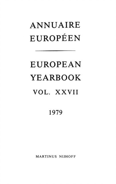 A. Robertson - Annuaire Europeen / European Yearbook, E-bok