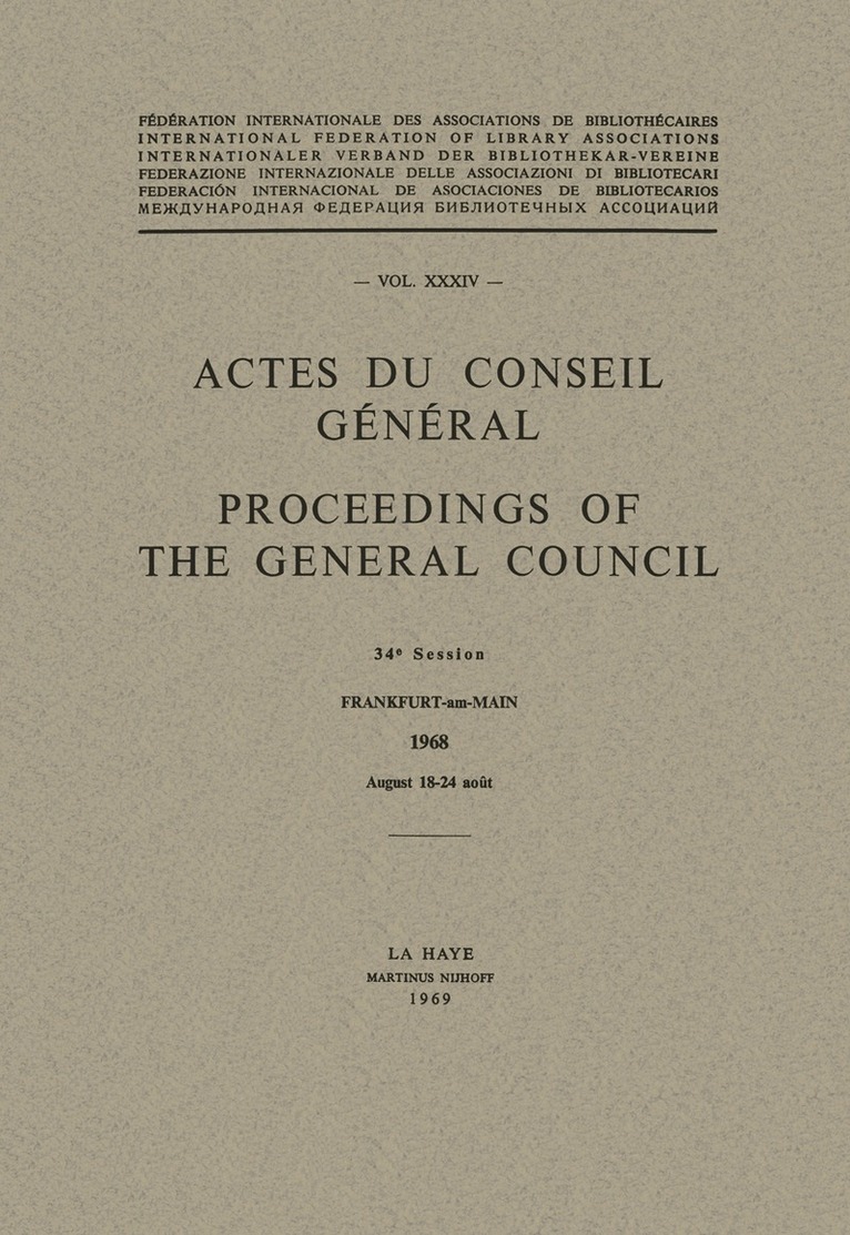 S. Randall, A. Thompson - Actes du Conseil Général / Proceedings of the General Council, Häftad