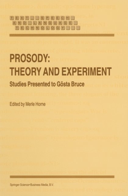 M. Horne - Prosody: Theory and Experiment, E-bok