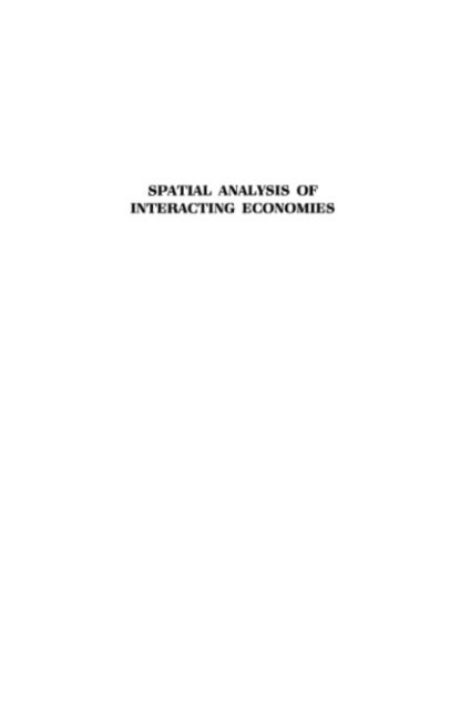 David F. Batten - Spatial Analysis of Interacting Economies, E-bok