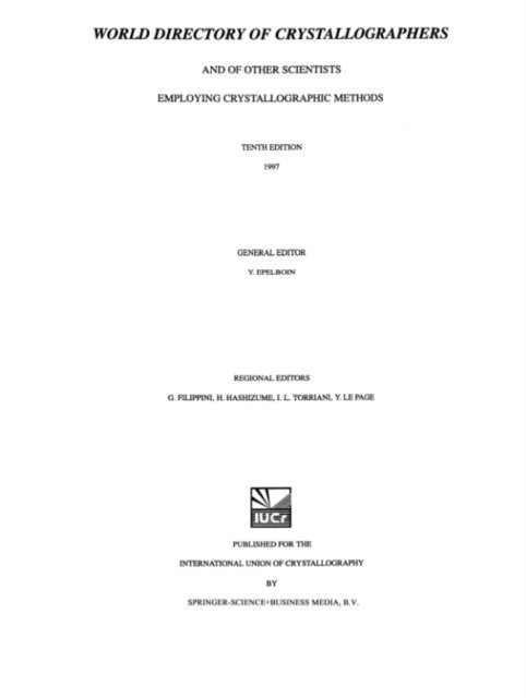 Yves Epelboin - World Directory of Crystallographers, E-bok
