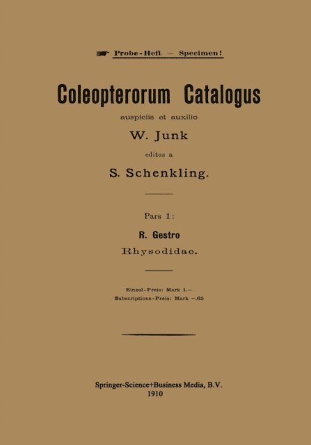 S. Schenkling - R. Gestro Rhysodidae, E-bok