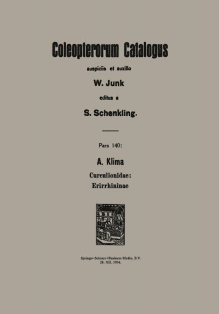S. Schenkling - A. Klima Curculionidae: Erirrhininae, E-bok