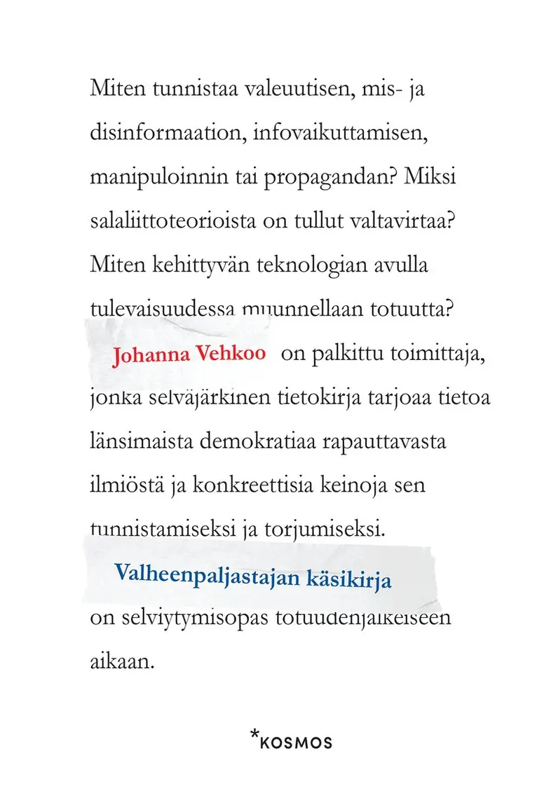 Johanna Vehkoo - Valheenpaljastajan käsikirja, E-bok. Tillgänglighet: Lägg i varukorg