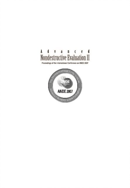 Song Sung-jin Song, Park Ik-keun Park, Lee Joon Hyun Lee, Lee Seung-seok Lee - Advanced Nondestructive Evaluation Ii (In 2 Volumes, With Cd-rom) - Proceedings Of The International Conference On Ande 2007 - Volume 2, E-bok