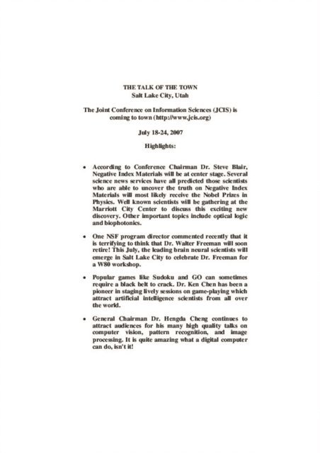 Wang Paul P Wang - Information Sciences 2007 - Proceedings Of The 10th Joint Conference, E-bok