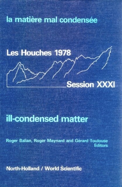 Maynard R Maynard, Toulouse Gerard Toulouse, Balian R Balian - Ill-condensed Matter: Les Houches Session Xxxi, E-bok