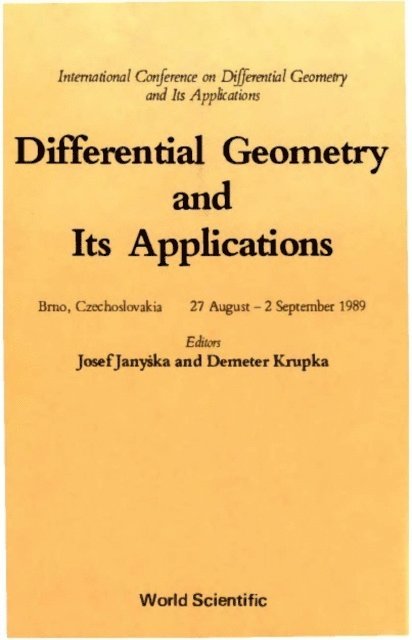Krupka Demeter Krupka, Janyska Josef Janyska - Differential Geometry And Its Applications - International Conference, E-bok