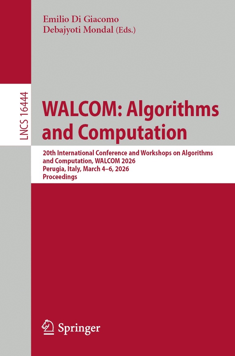 Emilio Di Giacomo, Debajyoti Mondal - WALCOM: Algorithms and Computation, Häftad