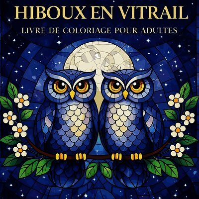 Hiboux en Vitrail - Livre de coloriage pour adultes