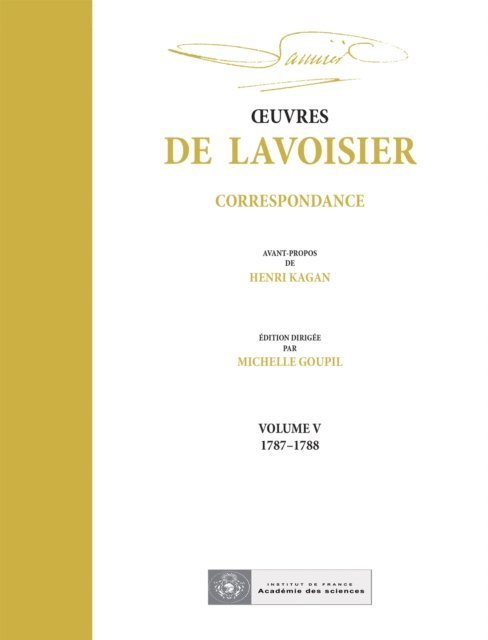 Michelle Goupil, Andre Lavoisier - OEuvres de Lavoisier : Correspondance, Volume V (1787-1788), E-bok