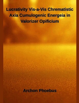 Archon Phoebus - Lucrativity Vis-a-Vis Chrematistic Axia Cumulogenic Energeia in Valorizer Opificium, Häftad