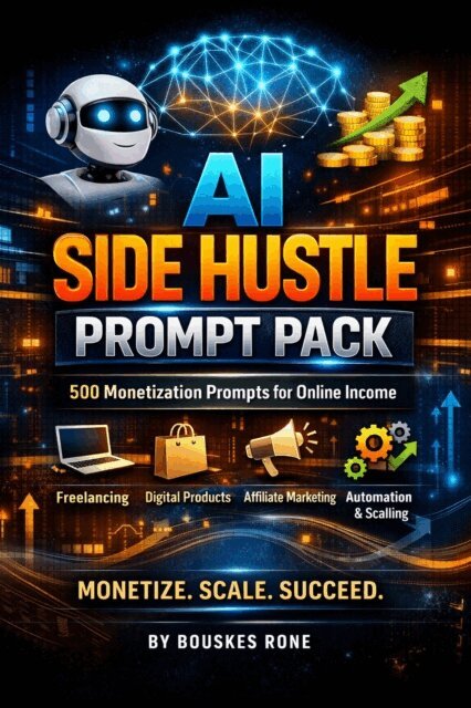 BOUSKES RONE - AI SIDE HUSTLE PROMPT PACK 500 Fully Detailed, Unique & Monetizable Prompts, E-bok. Tillgänglighet: Lägg i varukorg