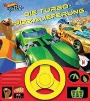 Phoenix International Publications Germany GmbH - Hot Wheels Let's Race - Die Turbo-Pizzalieferung - Soundbuch - Pappbilderbuch mit beweglichem Lenkrad und 8 spannenden Geräuschen für Kinder ab 3 Jahren, Kartonnage
