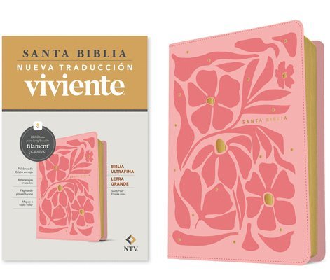 Nueva Traducción Viviente - Biblia ultrafina NTV, letra grande con Filament (SentiPiel, Flores rosa, Letra Roja), Inbunden