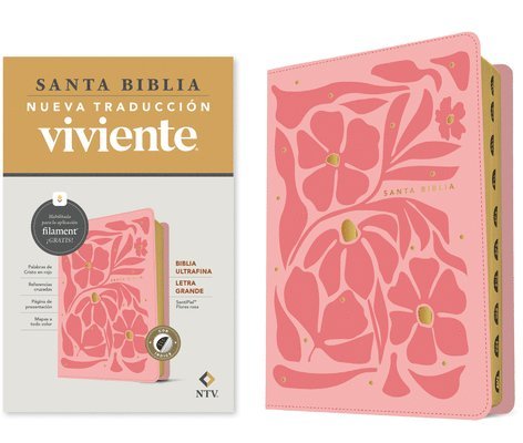 Nueva Traducción Viviente - Biblia ultrafina NTV, letra grande con Filament (SentiPiel, Flores rosa, Indice, Letra Roja), Inbunden