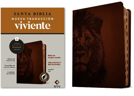 Nueva Traducción Viviente - Biblia de margen amplio NTV con Filament (SentiPiel, Leon, Indice, Letra Roja), Inbunden