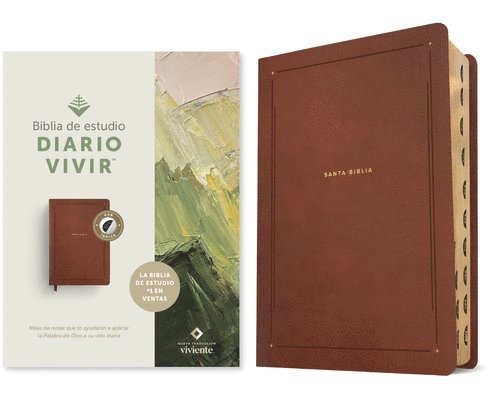 Nueva Traducción Viviente - Biblia de Estudio del Diario Vivir Ntv (Sentipiel, Café, Índice, Letra Roja), Inbunden