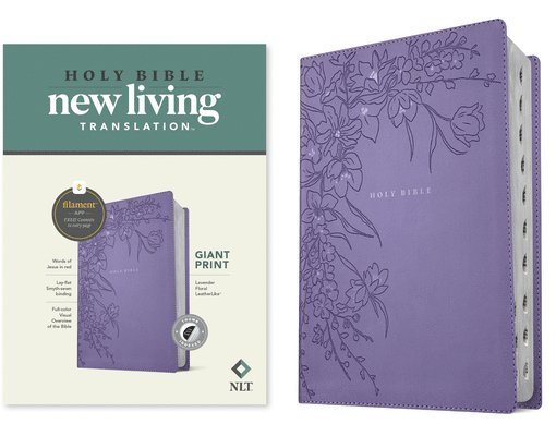 New Living Translation - NLT Giant Print Bible, Filament Enabled (Leatherlike, Lavender Floral, Indexed, Red Letter), Inbunden