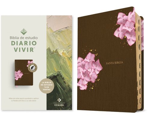 Nueva Traducción Viviente - Biblia de Estudio del Diario Vivir Ntv (Sentipiel, Café/Rosa, Índice, Letra Roja), Inbunden