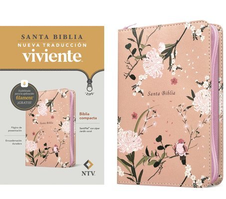 Nueva Traducción Viviente - Biblia compacta NTV de zíper, con Filament  (SentiPiel, Jardín coral), Inbunden. Tillgänglighet: Lägg i varukorg