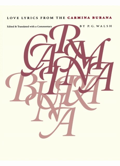 P. G. Walsh - Love Lyrics from the Carmina Burana, E-bok