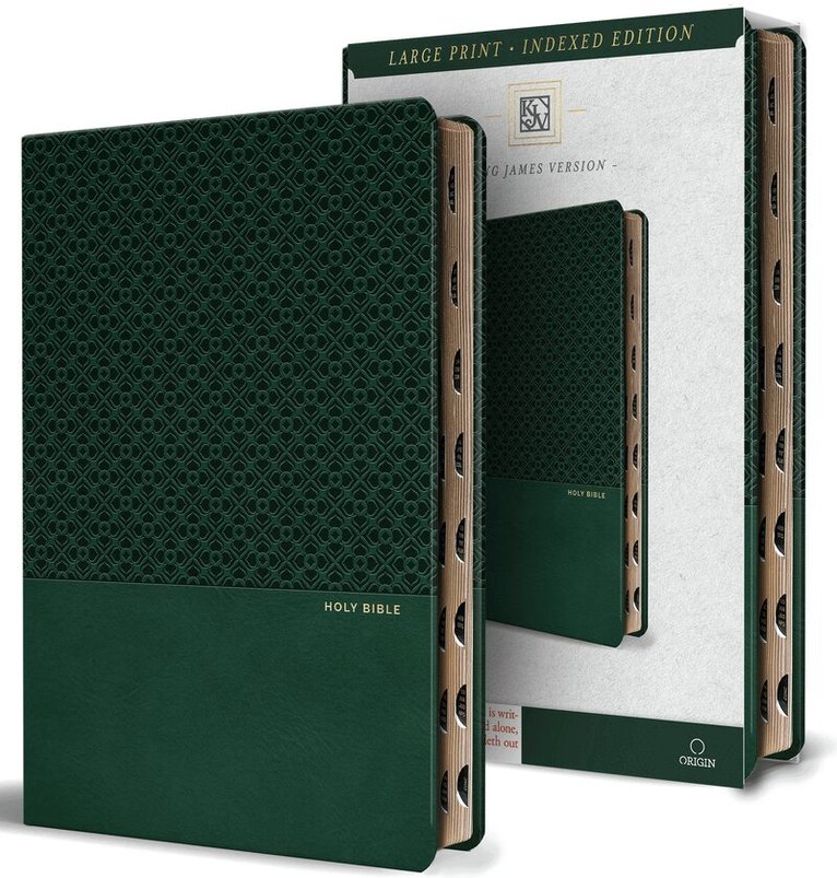 KING JAMES VERSION - KJV Holy Bible, Large Print, Handy Size Format, Green Premium Imitation Leather with Ribbon Marker, Red Letter, Thumb Index, Häftad