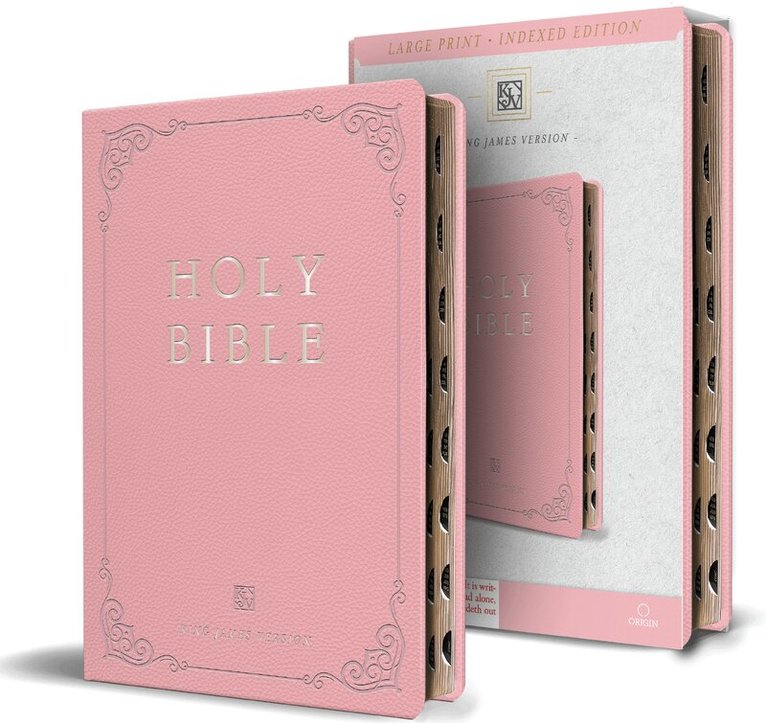 KING JAMES VERSION - KJV Holy Bible, Large Print Handy Size Format, Pink Premium Imitation Leather with Ribbon Marker, Red Letter, Thumb Index, Häftad