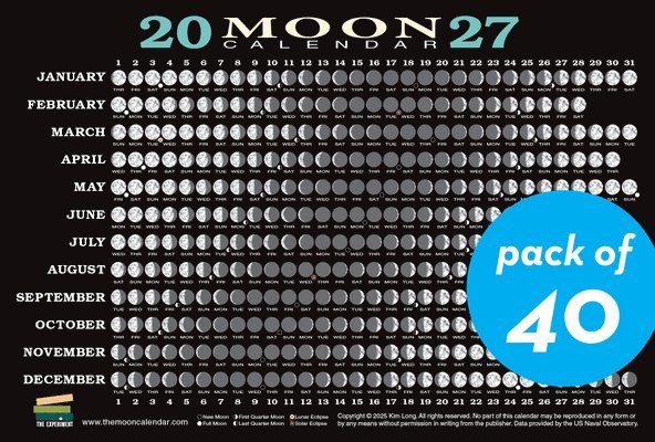 Kim Long - 2027 Moon Calendar Card (40 pack). Tillgänglighet: Kommande