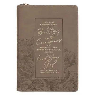 Journal Classic Zip Brown Strong & Courageous Josh. 1:9, Inbunden. Tillgänglighet: Lägg i varukorg
