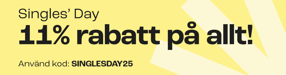 Gul reklambanner för erbjudande: Singles' day - 11% rabatt på allt!